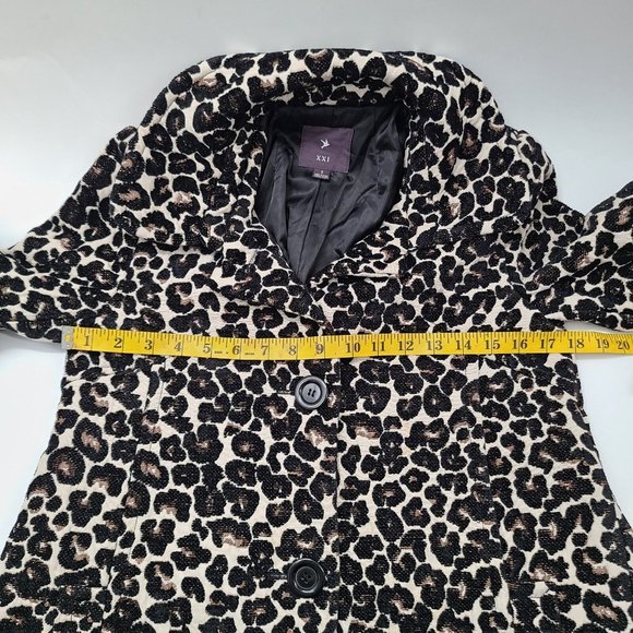 Women's Forever 21‎ Jacket Sz Small Leopard Animal Print Textured 3/4 Sleeve - Picture 5 of 11